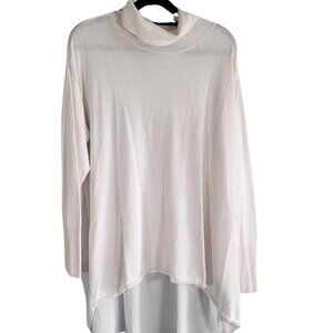 DG2 Diane Gilman BNWOT White Knit flowy turtleneck with sheer back